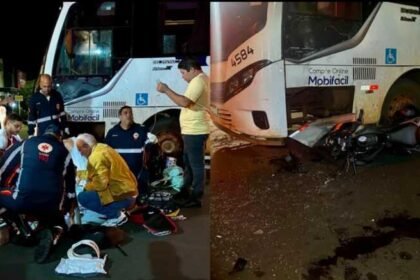 Motociclista é socorrido em estado grave ao atingir ônibus em Três Lagoas